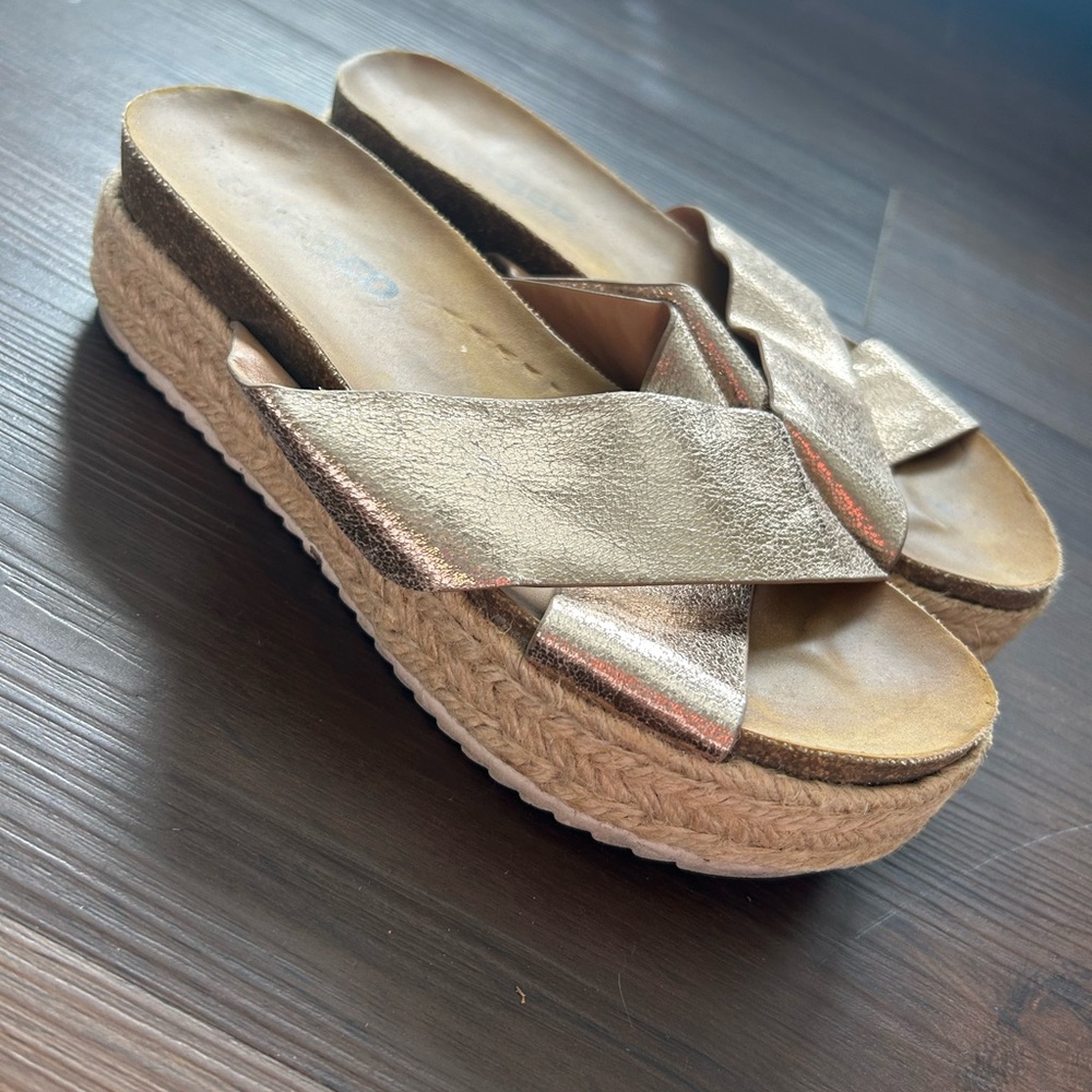 Rose gold platform sandals